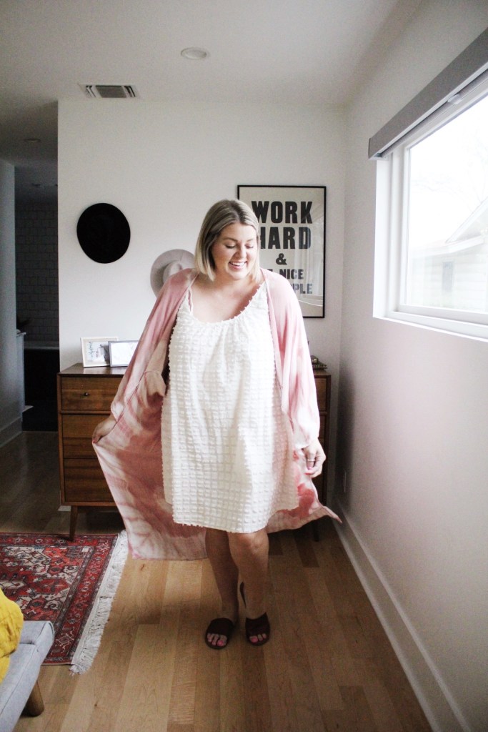White dress and pink kimono 
